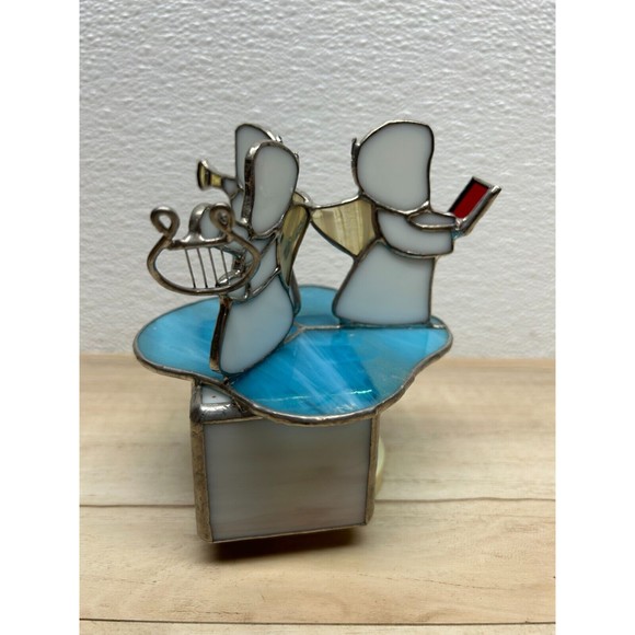 Sankyo Other - Vtg Christmas Angels Stained Glass Sankyo Japan Music Box Carousel Amazing Grase